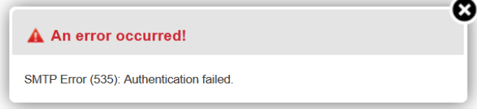 SMTP authentication failed Error